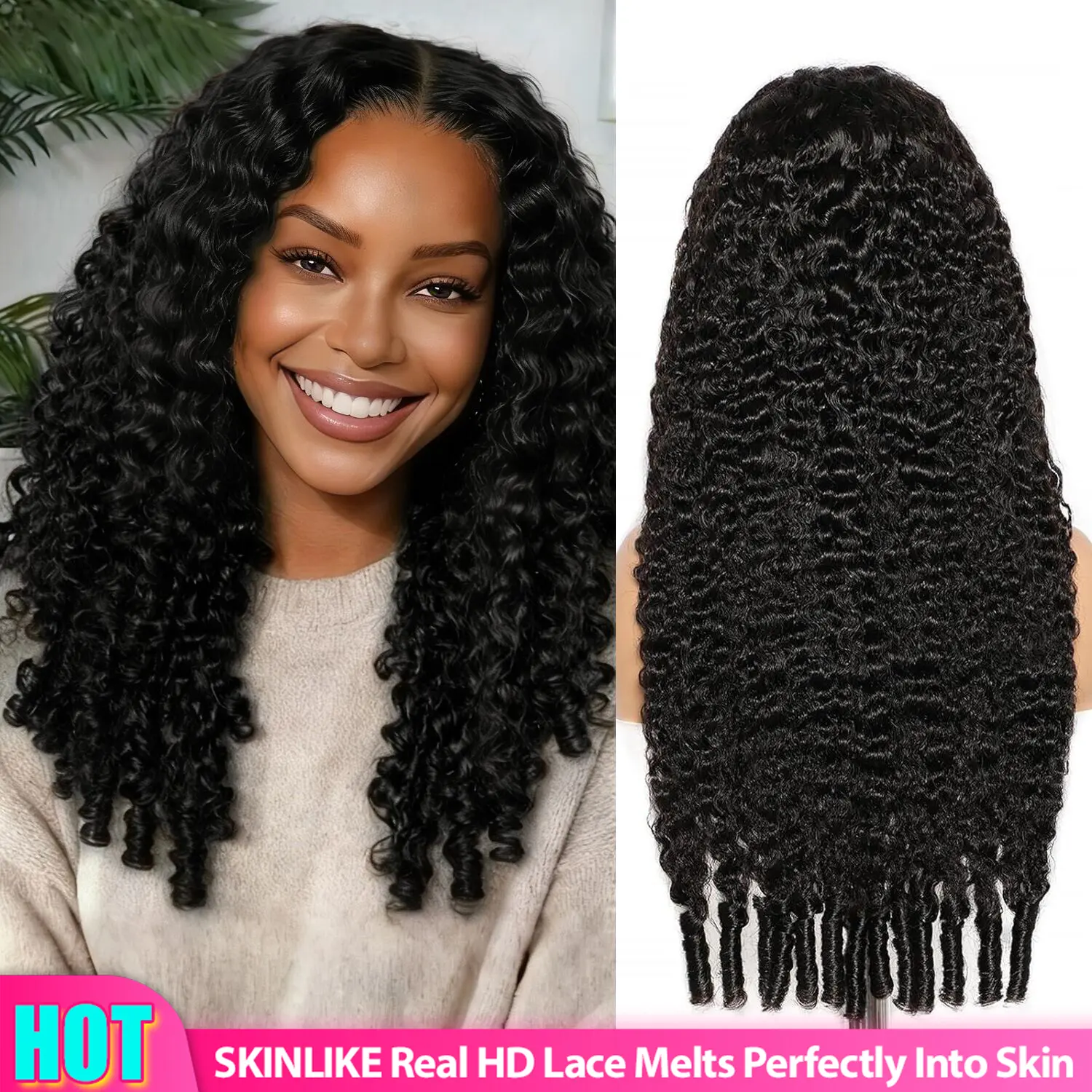 【Hot Sale】Lemoda 200% Density Full 13x6 SKINLIKE Real HD Lace Frontal Burmese Curly Virgin Human Hair Wigs Invisible 0.1mm Ultra-thin Frayed Ends Lace Front Wig Pre Plucked Tiny Knots summerwins