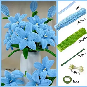 SpringGlowUp Twist Rod Pipe Cleaner Craft Kit for DIY Flower Snowflake Projects Wedding Bouquets Artificial Bouquet Party Decorations with 100pcs Green & 100pcs Blue Rods Vibrant Colors Comprehensive Set