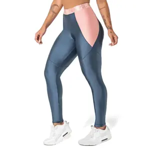 Paris Leggings Color: Slight Shiny Dark Blue with details in Light Pink Fabric: Polyamide and elastane Designer: Agua & Luz / Yara Brazil Size M  SPF 50+