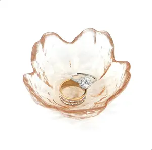 Flower Ring Dish  Tray, Decorative Glass Trinket Dish, Modern Accent Tray for Vanity