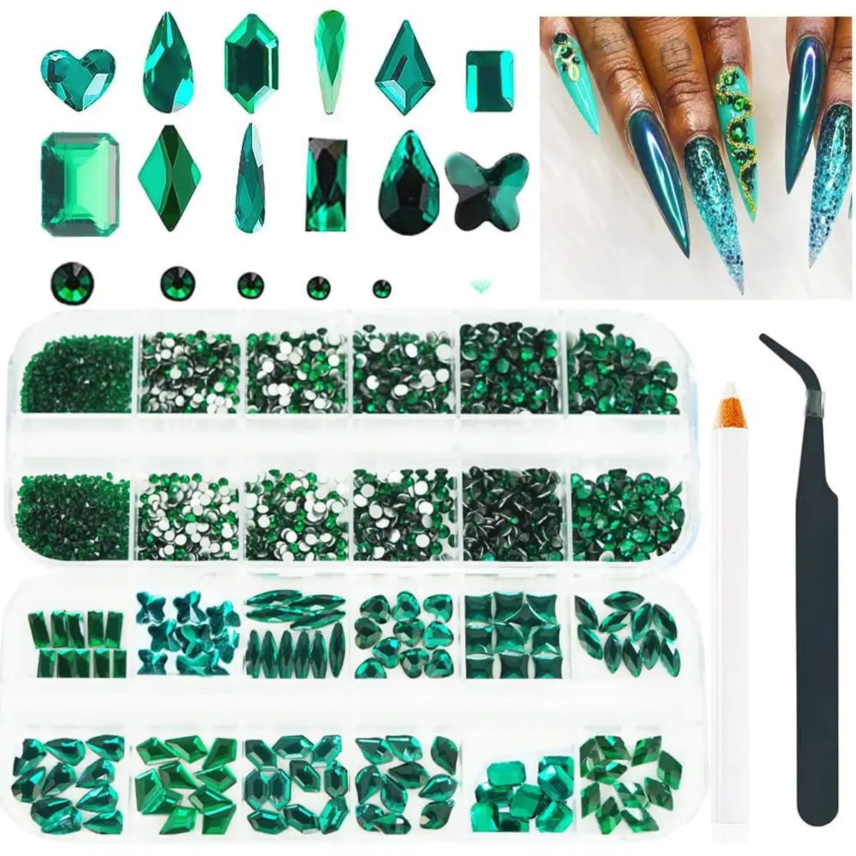 Emerald Green Rhinestones (2680pcs Glass)