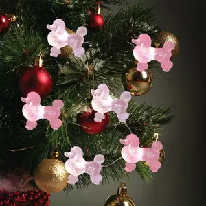 3D String Lights 10ft 30 LEDs Pink Gray Poodles Dog Plus Twinkle Lights, USB Plug in Battery Operated with Remote and Timer for Indoor Wedding Birthday Parties Christmas Ornament