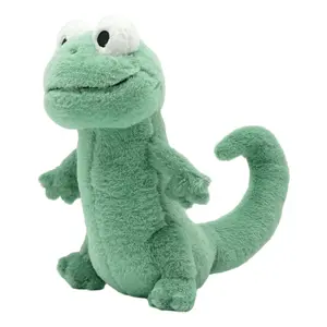 Realistic Lizard Plush Toy Soft Cuddly Stuffed Animal with Big White Eyes Friendly Expression Cute Green Desk Decor Gift for Kids Collectors