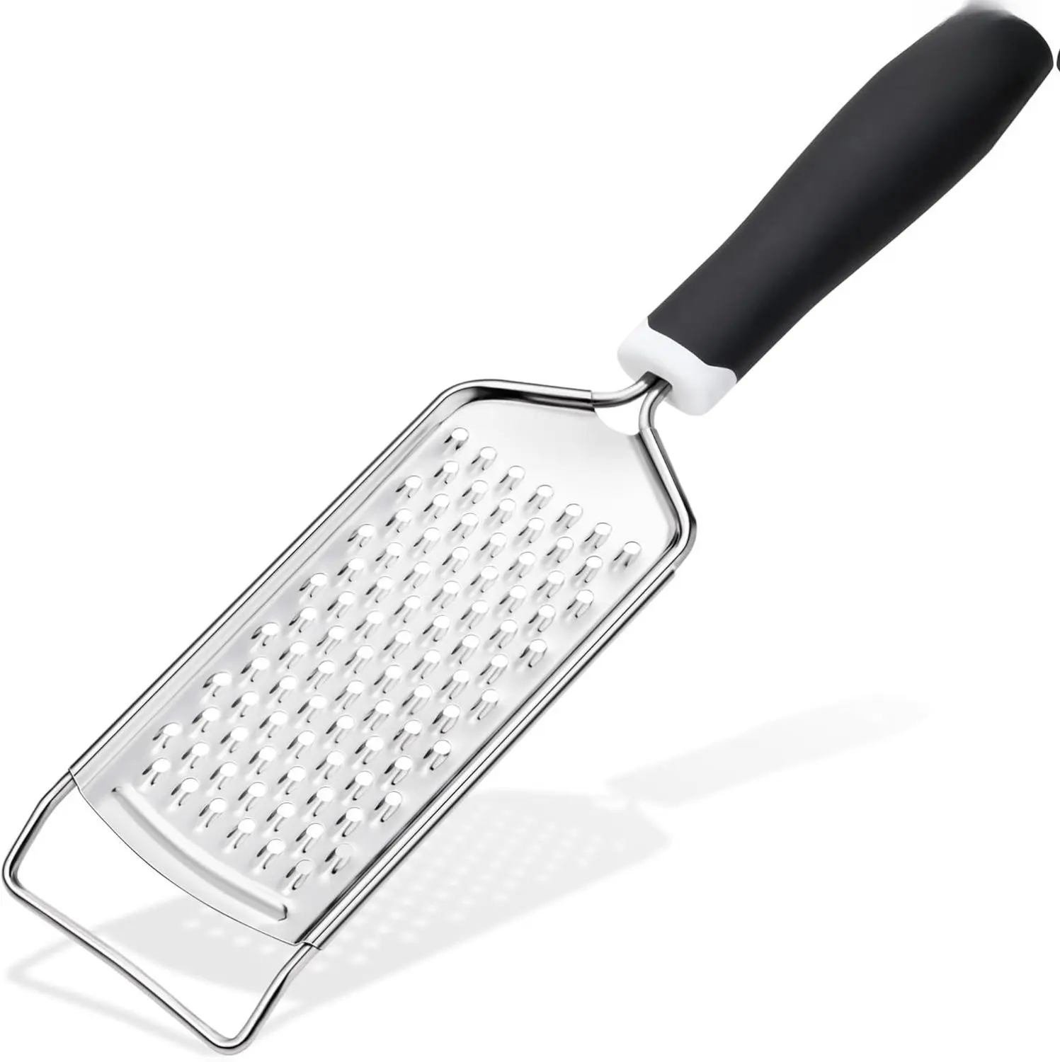 Black Professional Durable Stainless Steel Handheld Grater with Handle - Etched Surface Kitchen Gadget, Cooking Equipment for Cheese Lovers, Cabbage Lovers, Zesting, Lemon Prep, Fruit Tool