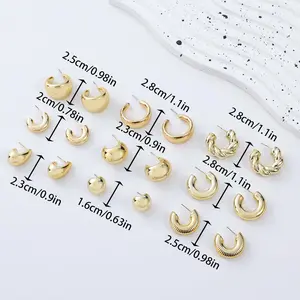 9 Pairs Chunky Gold Earrings Set for Women Trendy Lightweight Gold Plated Hoop Earrings Hypoallergenic Jewelry