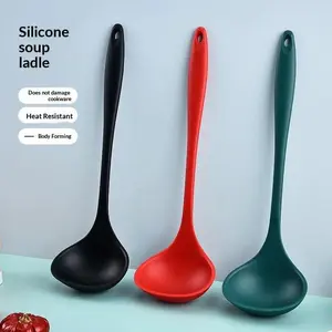 [YY35]【xxx】Silicone Ladles Soup Spoons Nonstick Heat Resistant Large Soup Ladle With Long Handle For Home Kitchen Cooking[ZN]