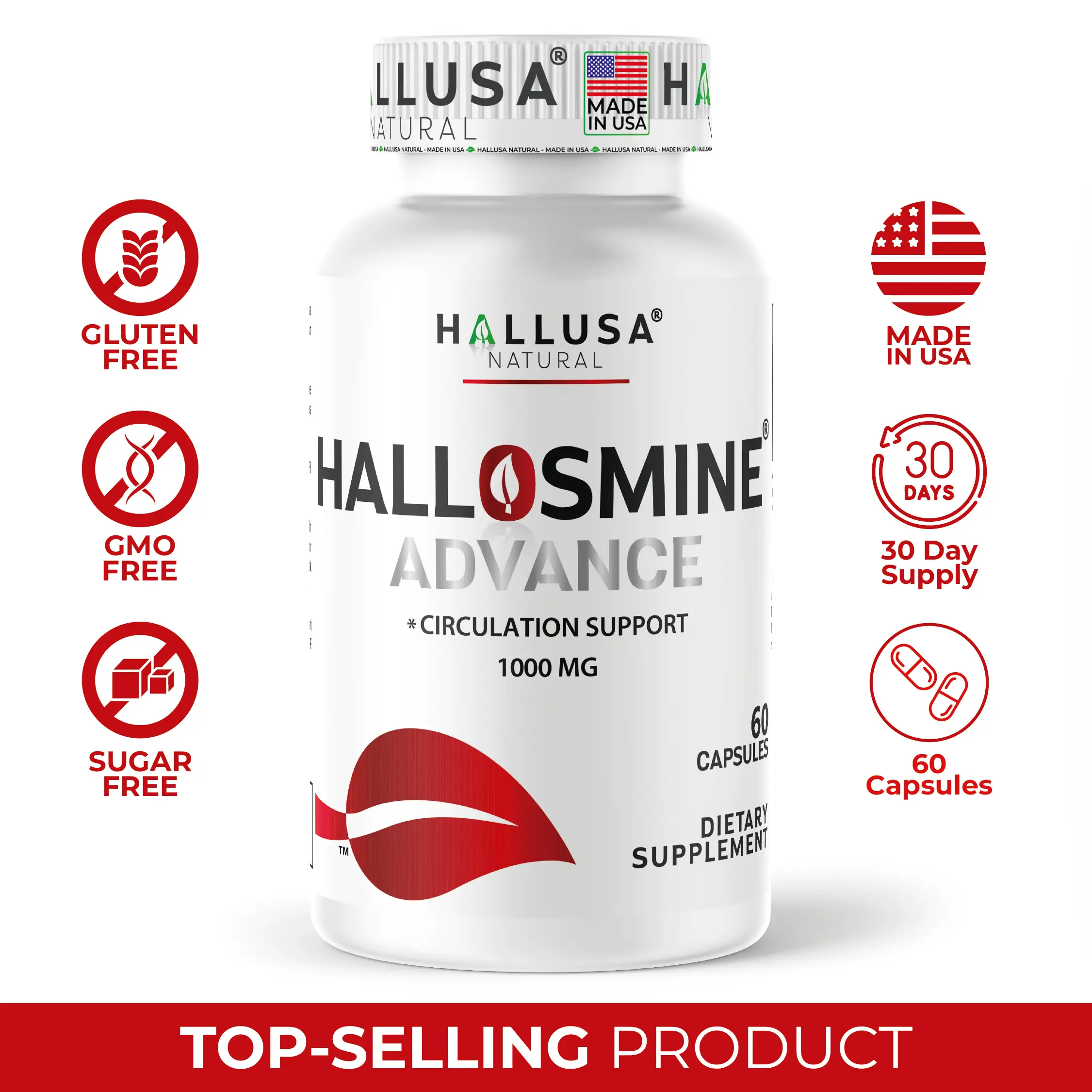 HALLOSMINE ADVANCE 1000 mg x 60 Capsules – Circulation Support with High-Potency...