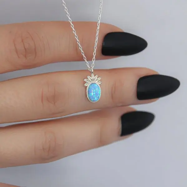 Silver Pineapple Necklace ¥ Opal Pineapple Necklace ¥ Pineapple Gifts