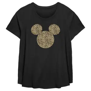 Women's Mickey & Friends Cheetah Print Mouse Logo T-Shirt