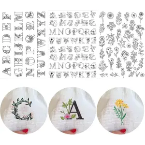 Water Soluble Embroidery Stabilizer Paper, Stick & Stitch with Pre-Printed Flower & Leaf Patterns, Ideal for DIY Crafts