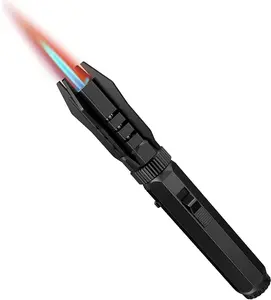WCX HB300 Torch Lighter, Adjustable Jet Flame Lightsaber Lighter, Windproof Butane Refillable, for Candle/Grill/Cooking/BBQ, Black (Butane Not Included)