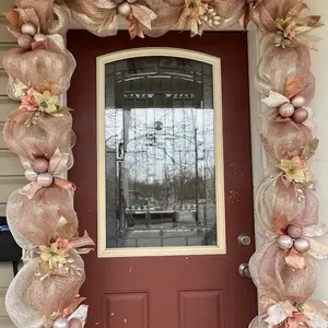 Rose gold Christmas garland with lights