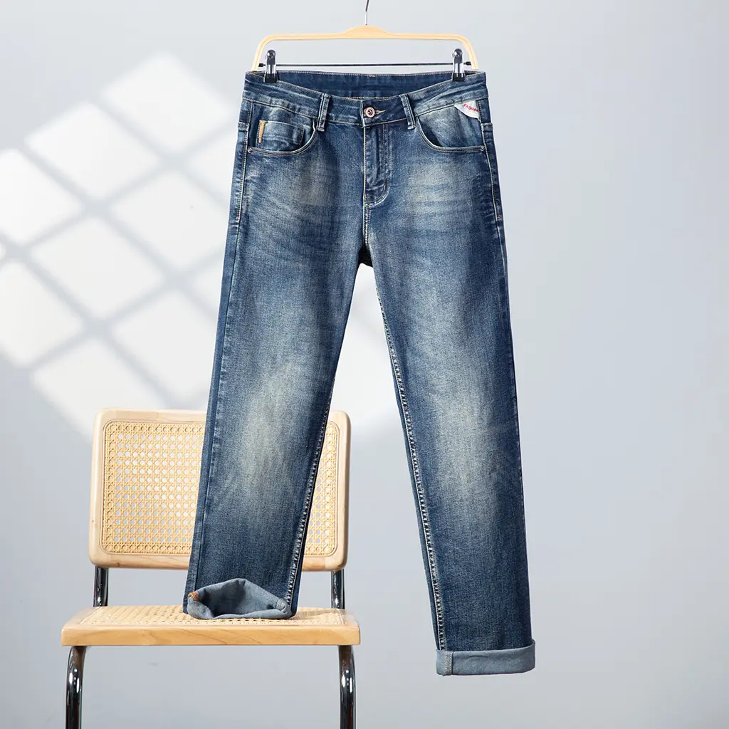 [P366] Men's Retro Style Durable Stretch Denim Jeans, Casual Bootcut Pants