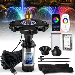 FOXLUX  RGB LED Pond Fountain Aerator 750W with Color-Changing Light Show, 1HP 15000 GPH Floating Aerating Pump, 100ft Power Cord, Controller, APP & Remote Control, Perfect for Ponds & Lakes(120V)