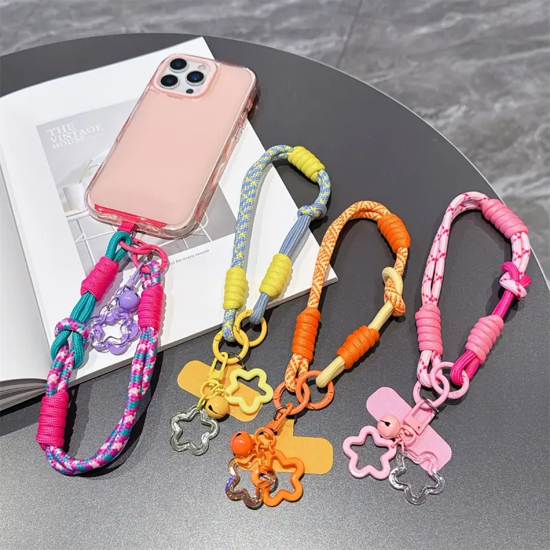 1Pc Dual-purpose Two-color Mobile Phone Lanyard, Cellphone Lanyard, Short Wrist Anti-lost Cord + Star Pendant Ornament, Cell Phone Charm & Chain, Phone Cord for Men and Women's Outdoor Hiking, Easter, Mother's Day Gift, Birthday Gift for Friends
