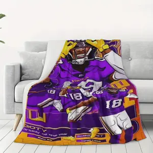 [Football Flannel Throw Blanket] Soft Jefferson Football Digital Print Flannel Throw Blanket | Warm All-Season Nap & Cozy Blanket with Football Player Design, Ideal Birthday & Friend Gift, Football Theme Blanket | Football Blankets
