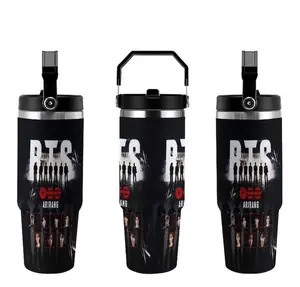 30oz Kpop Inspired Tumbler Cup – Boy Band Fan Gift, Insulated Travel Mug with Straw Lid, Aesthetic Idol Design