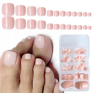 240pcs Press on Toenails for Women Fake Toe Nail Press ons, Nude Toe Press on Nails Glossy Press on Toe Nails Full Cover Glue on Toenails for Women and Girls, 12 sizes