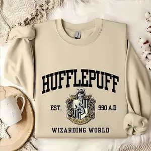 Vintage Hogwarts Hufflepuff Sweatshirts, Bookie Sweatshirts, Fantasy Wizard Shirt, Christmas Gift For Family, Gift For Men and Women, Full Size, Full Colors