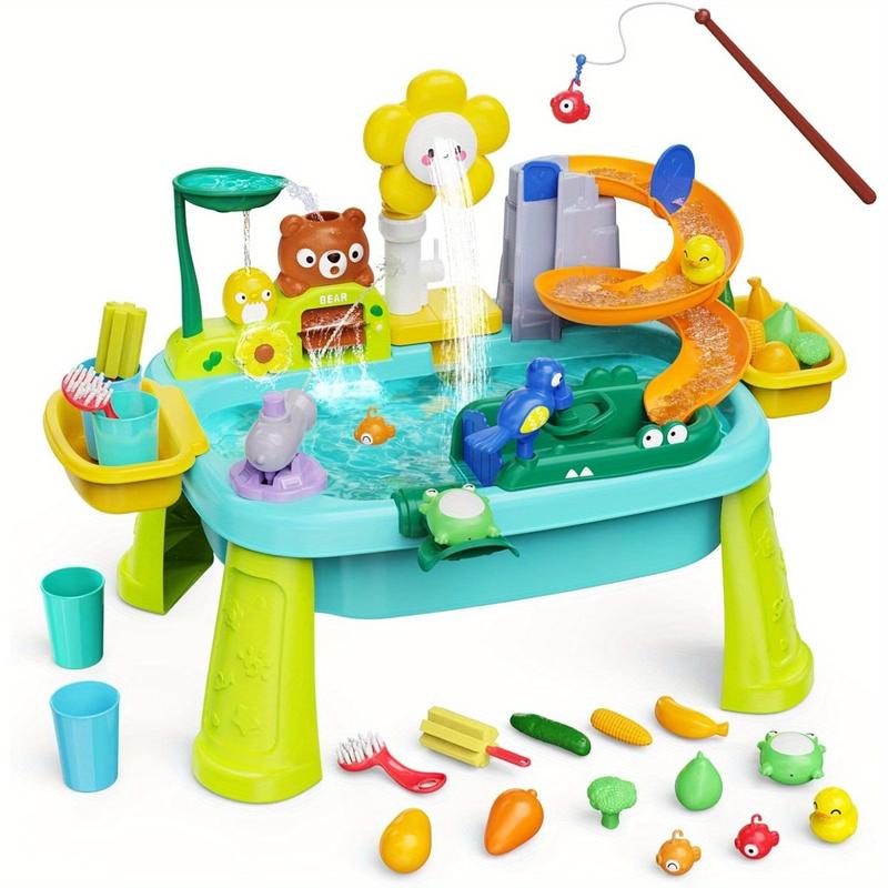 Sunflower Toddler for Kids, Fishing, Spray Gun, Slide Track, Outdoor Sensory Table, Water Play Table, Summer Beach Toy, Best Gift for Boys & Girls