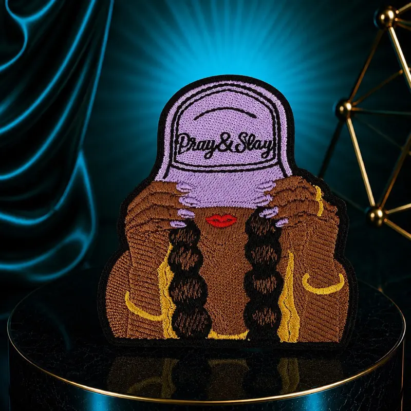 Pray And Slay Iron-On Fabric Patch - Quick-Apply Sewing Accessory with Fashion Flair for Clothing, Bags