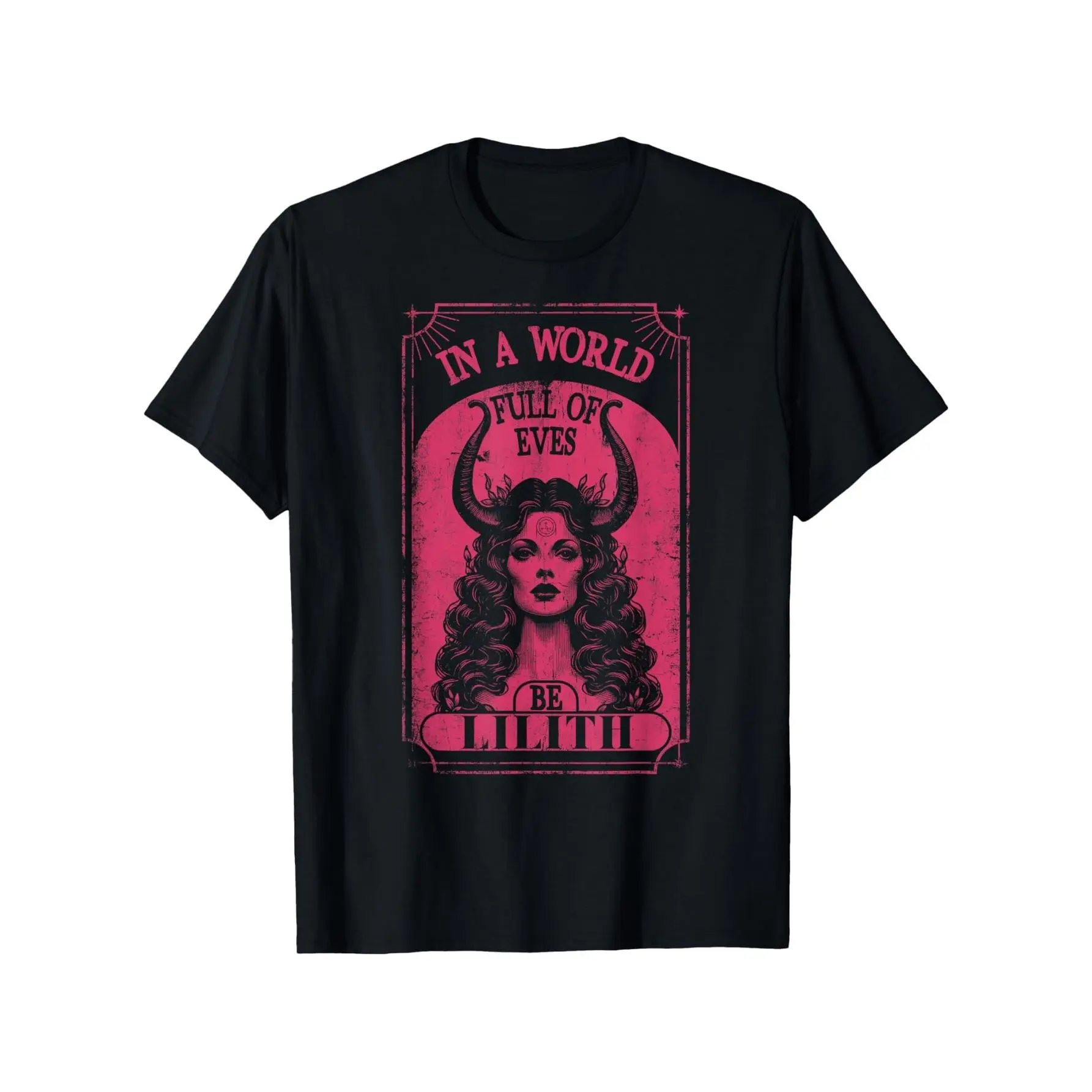 Women's Lilith Demon Queen Graphic T-Shirt - Goth Pagan Goddess Casual Short-Sleeve Breathable 100% Cotton Everyday Relaxed-Fit Tshirt