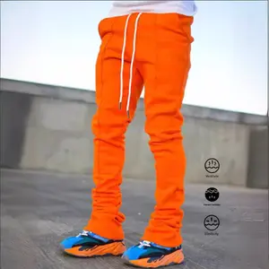 Classic Design Flared Trousers Men's Casual Stretch Hip Hop Style Joggers For Performance Leisure Activities WY33123 Polyester Mid Waist Fitted Regular-Leg Trousers - Fabric, Pants, Menswear