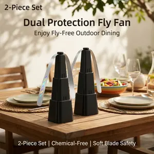 2-Pack Outdoor Food Fly Repellent Fans with Soft Blades, Portable and Easy to Use, Ideal for Patio, Picnics and Outdoor Dining, Bug Repellent