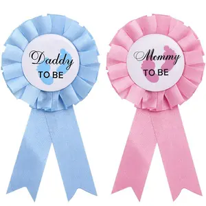 Baby Shower Gender Reveal Badge, 2 Counts/set DADDY TO BE or MOMMY TO BE Badge, Gender Reveal Party Decoration Supplies, Gifts