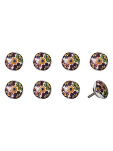 212 MAIN Blue & Orange Ceramic-Metal Drawer Pull Knobs - Set of 8, Door Hardware for Large Home Appliance Parts & Accessories