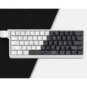 PBT keycaps,White/Black Topographic keycaps 60 75 Percent,Shine Through keycaps,Side Printed keycap,Cherry Profile keycaps for, 75%, 65%, 60% Keyboard(132 Key,only keycaps)