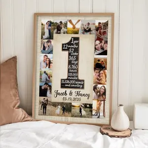 One Year Anniversary Gifts For Girlfriend, Custom Number Photo Collage, Number One Collage, Romantic 10 Year Anniversary Ideas Gift For Him