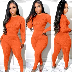 Women's Orange Sweater Set for Casual and Smart Look - Soft Fabric - Womenswear