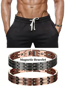 1pc Men's Copper Magnetic Bracelet with 3500 Gauss Magnets, Adjustable Fit with Sizing Tool, Solid Copper Wearable, Exquisite Bracelet