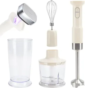 CARTMAN Cordless 3 In 1 Immersion Hand Blender with Removable Battery, with Stainless Steel Blade, Chopper, Whisk, for Soup, Juice, Outdoor Picnic,Variable Speed, Dishwasher-Safe