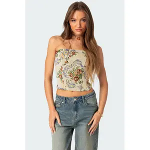 Floral Tapestry Lace Up Corset