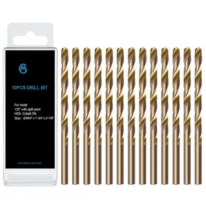 9/64 inch Cobalt Drill Bits, M35 HSS, 135  Tip, Jobber Length Twist Drill Bit Set for Hard Metal, Stainless Steel, Cast Iron,  and Plastic, with Storage Case, Pack of 13
