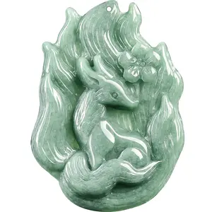 Natural Grade A Jadeite Nine-Tailed Fox Pendant