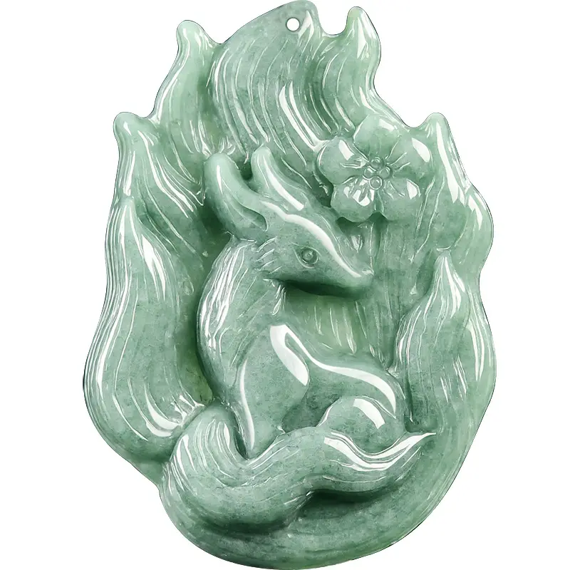 Natural Grade A Jadeite Nine-Tailed Fox Pendant