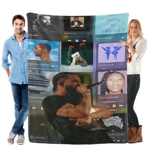 Drake Fan Art Music Player Collage Flannel Throw Blanket Soft Cozy Warm Lightweight Plush Fleece Blanket Unique Christmas Holiday Gift for Drake Lovers Hip Hop Fans Couch Bed Sofa All Season Home Decor