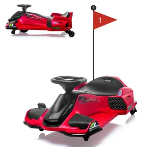Gaomon 12V Rechargeable Battery Kids Electric Drift Car, 45W Brushless Quiet Motor, 5 MPH Speed, Metal Frame, 5-Wheel Outdoor Ride-On Toy, LED Lights, Music Feature, Drifting Fun for Teens