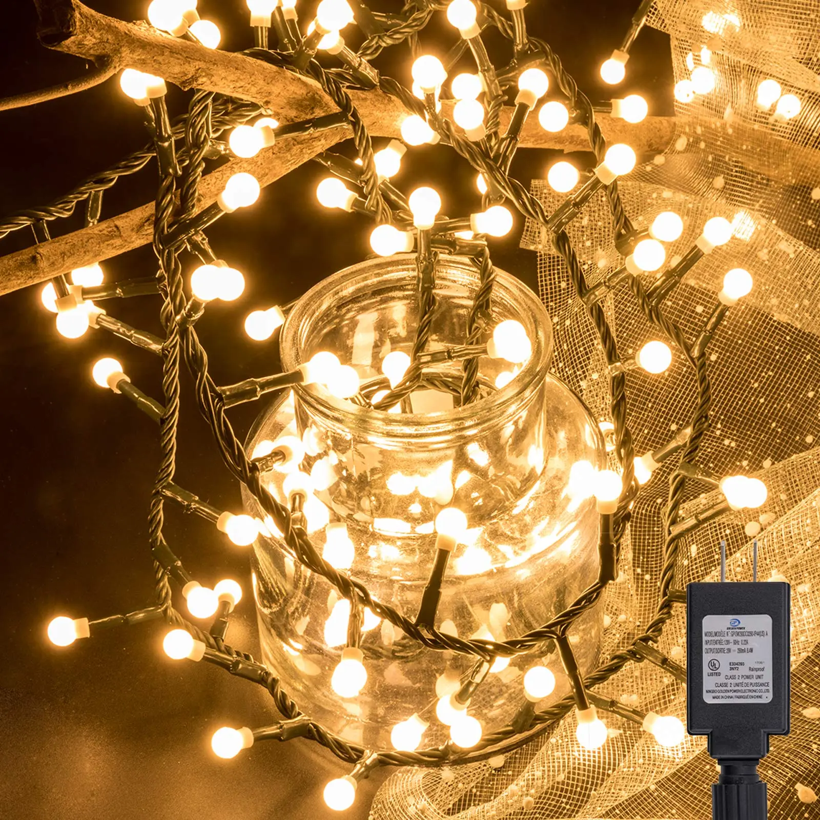 500-LED 49ft Weatherproof Christmas Cluster String Lights, Ideal for Christmas Decor, Garden Decorations, Bedroom Decor Ideas (Indoor/Outdoor Use)