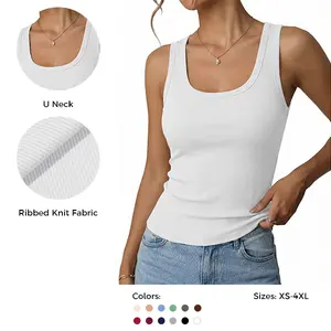 UNCLECAT Womens Tank Tops Ribbed Scoop Neck Summer 2026 Sleeveless Fitted Basic Tee Shirts Slim Casual Clothes