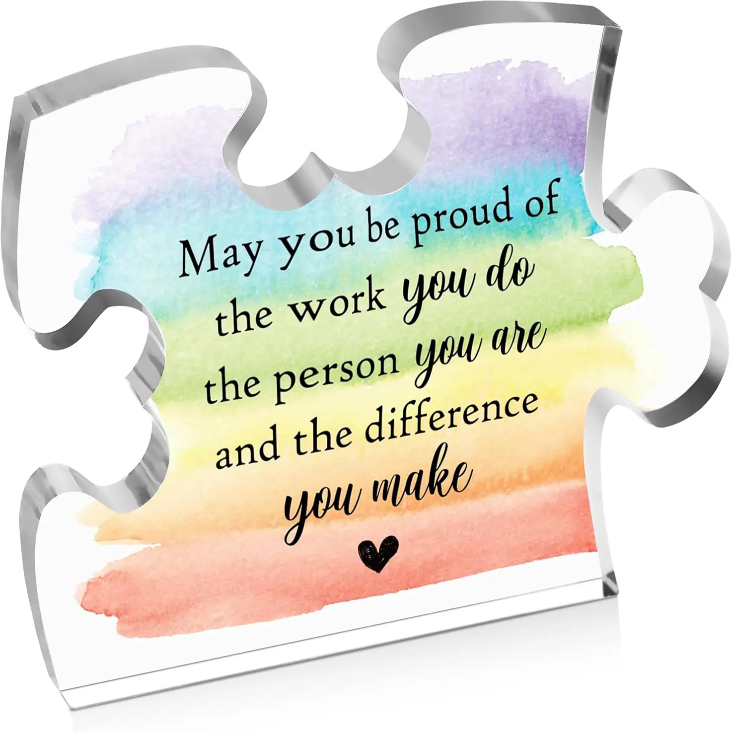Thank You Gifts for Coworker Employee, Engraved Acrylic Block Heart Puzzle with Gift Box, May You Be Proud of the Work You Do Sign, Going Away Gift, Engraved Acrylic Keepsakes