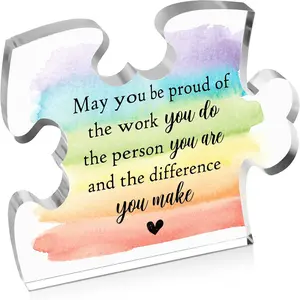 Thank You Gifts for Coworker Employee, Engraved Acrylic Block Heart Puzzle with Gift Box, May You Be Proud of the Work You Do Sign, Going Away Gift, Engraved Acrylic Keepsakes