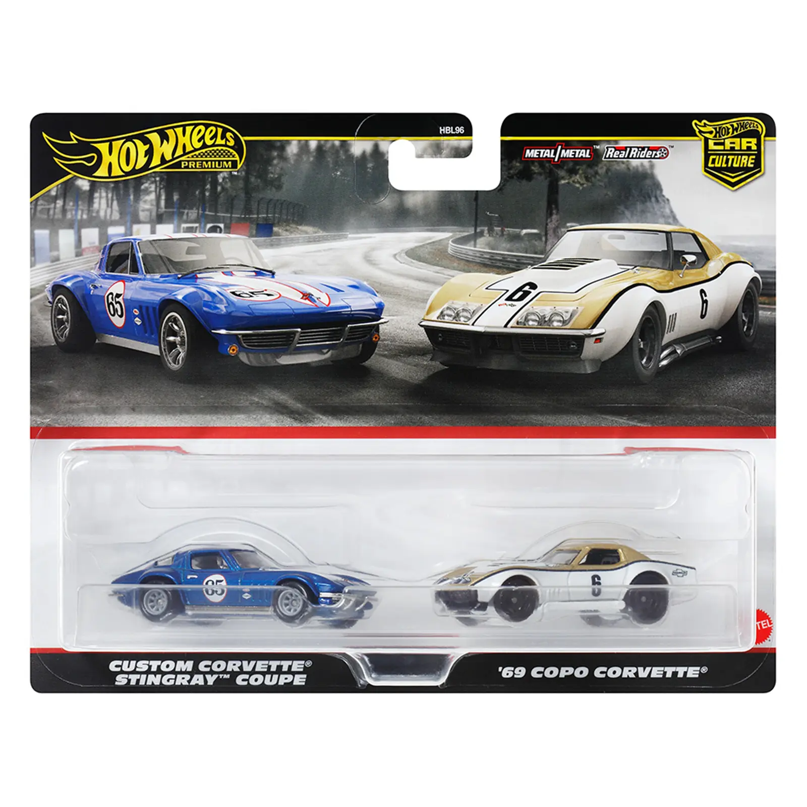 Car Culture Premium 2-pack Custom Corvette Stingray Coupe / '69 Copo Corvette, 1/64 Scale, Diecast Model Car