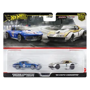 Car Culture Premium 2-pack Custom Corvette Stingray Coupe / '69 Copo Corvette, 1/64 Scale, Diecast Model Car