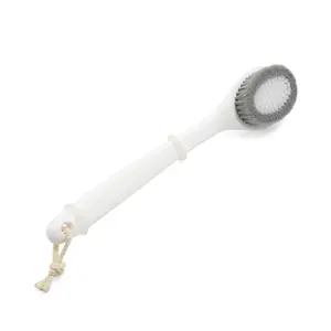 Unique Bargains Gray Brush Bristles Exfoliating  Massager with Long Wooden Handle for Dry Brushing and Shower