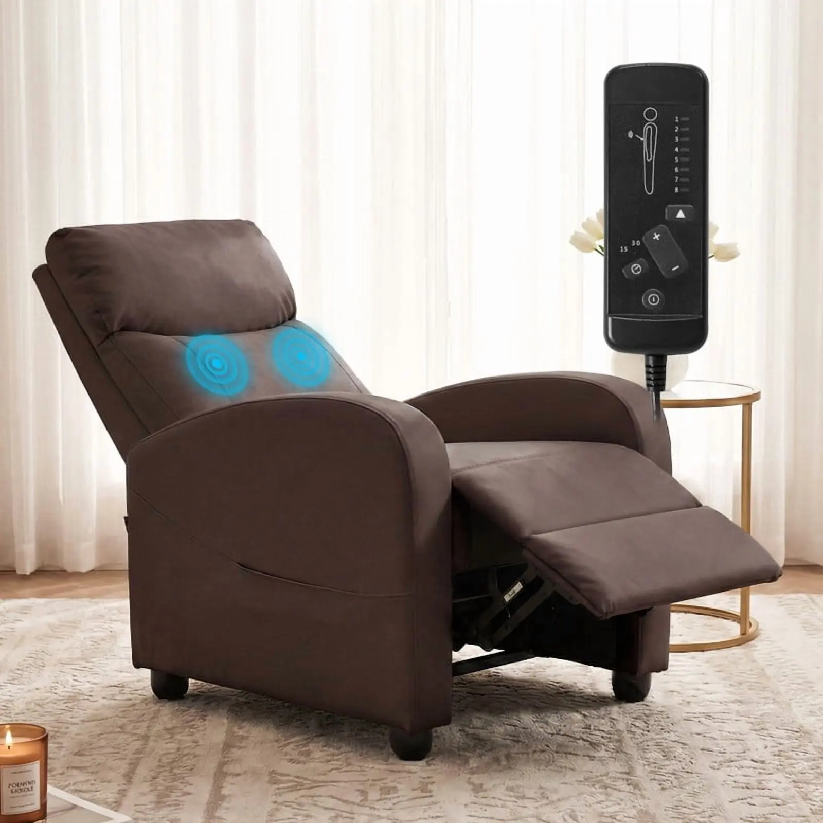 Gianna Fabric Massage Recliner Chair for Adults - Adjustable Home Theater Seating with Lumbar Support for Living Room