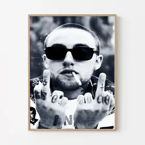 [No Frame] Rap Icon Smoking Art Print Poster - Bad Boy Hip Hop Plain Artwork, Museum-Grade Acid-Free Paper, Multi-Size Music Decor, Artistic Photo Decoration for Room Home Wall Art Supplies